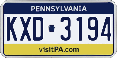 PA license plate KXD3194