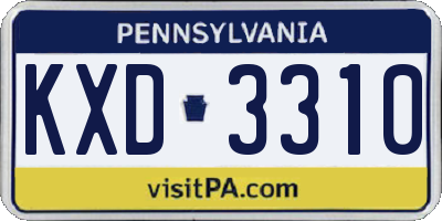 PA license plate KXD3310