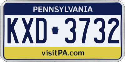 PA license plate KXD3732