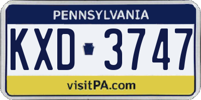 PA license plate KXD3747
