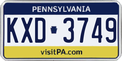 PA license plate KXD3749