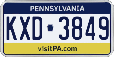 PA license plate KXD3849