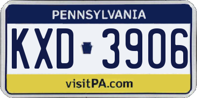PA license plate KXD3906