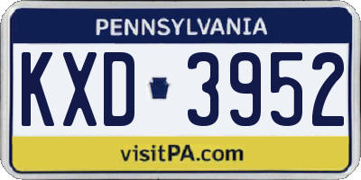 PA license plate KXD3952