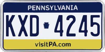 PA license plate KXD4245
