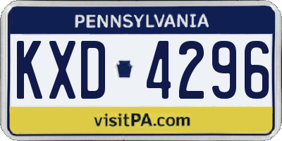 PA license plate KXD4296