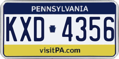PA license plate KXD4356