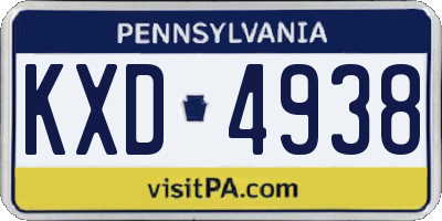 PA license plate KXD4938