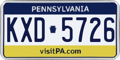 PA license plate KXD5726