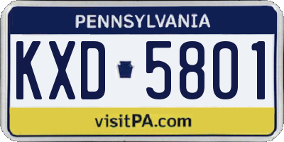 PA license plate KXD5801
