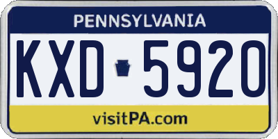 PA license plate KXD5920
