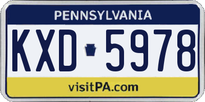 PA license plate KXD5978