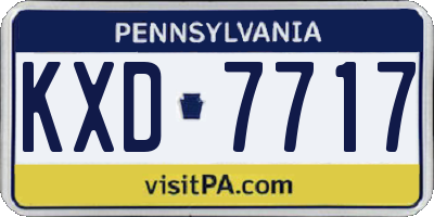 PA license plate KXD7717