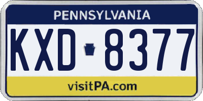 PA license plate KXD8377