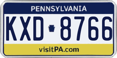 PA license plate KXD8766
