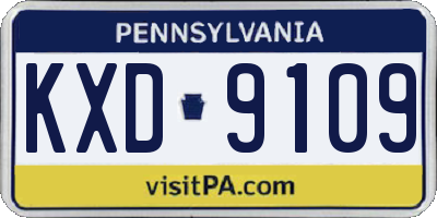 PA license plate KXD9109
