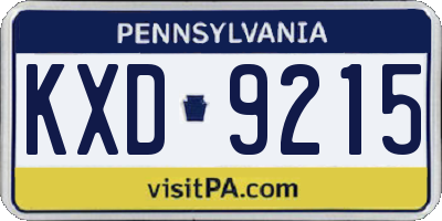 PA license plate KXD9215