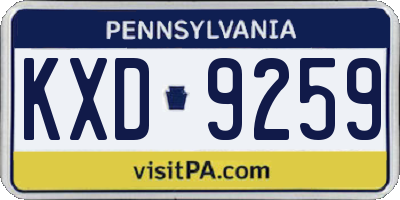 PA license plate KXD9259