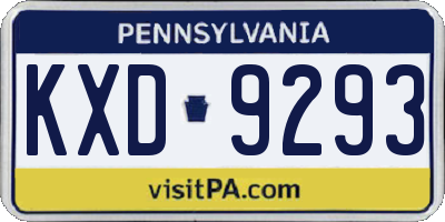 PA license plate KXD9293