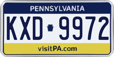 PA license plate KXD9972