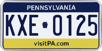 PA license plate KXE0125