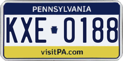 PA license plate KXE0188