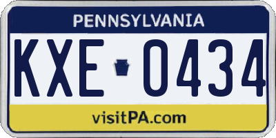 PA license plate KXE0434