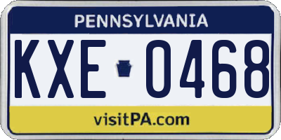 PA license plate KXE0468