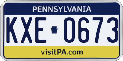 PA license plate KXE0673