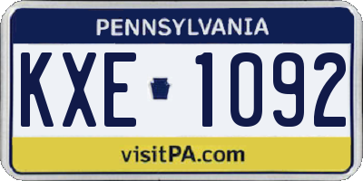 PA license plate KXE1092