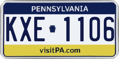 PA license plate KXE1106