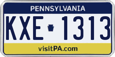 PA license plate KXE1313