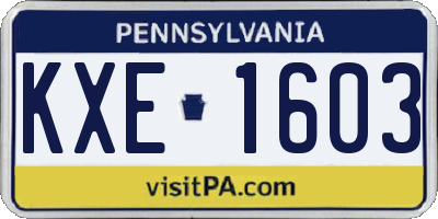 PA license plate KXE1603