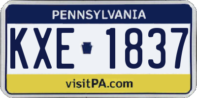 PA license plate KXE1837