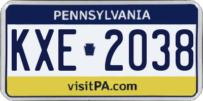 PA license plate KXE2038