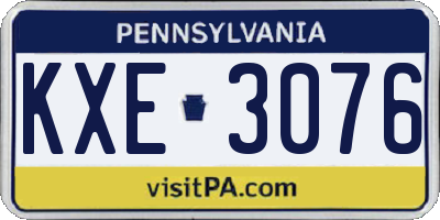 PA license plate KXE3076