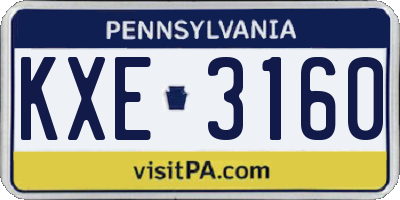 PA license plate KXE3160
