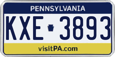PA license plate KXE3893