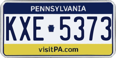 PA license plate KXE5373