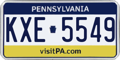 PA license plate KXE5549