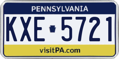 PA license plate KXE5721