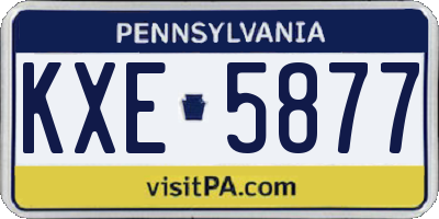 PA license plate KXE5877