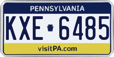 PA license plate KXE6485