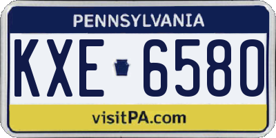 PA license plate KXE6580