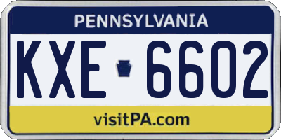 PA license plate KXE6602