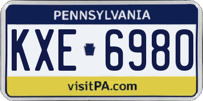PA license plate KXE6980
