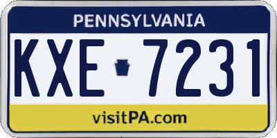 PA license plate KXE7231