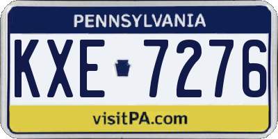PA license plate KXE7276