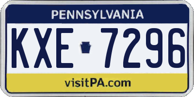 PA license plate KXE7296