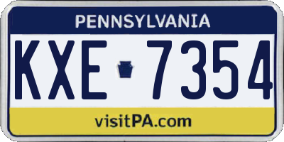 PA license plate KXE7354